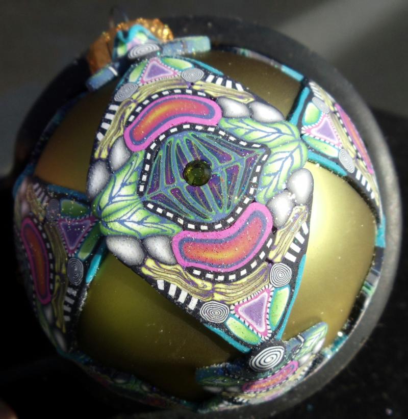 Kaleidoscope Ornament (glass and polymer clay)